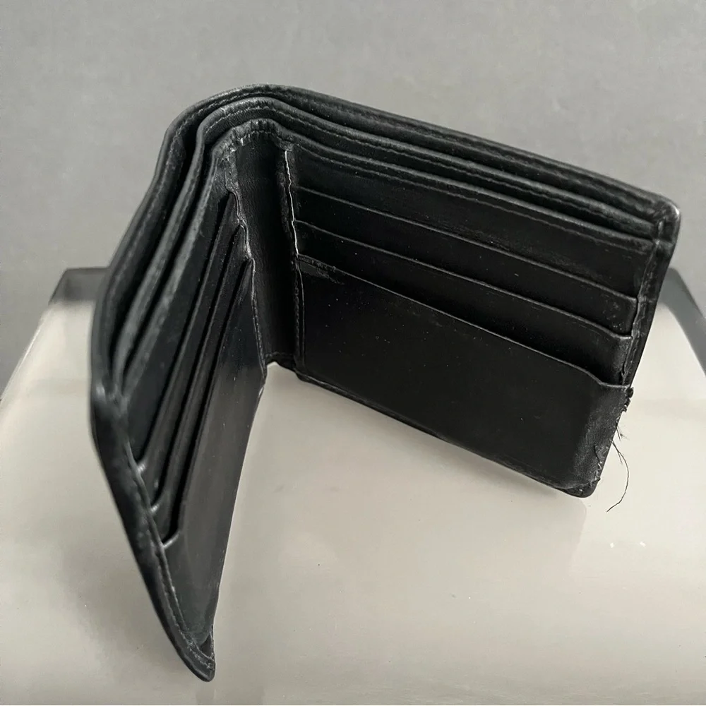 Coach Black Signature Embossed Leather Bifold Wallet - AS IS